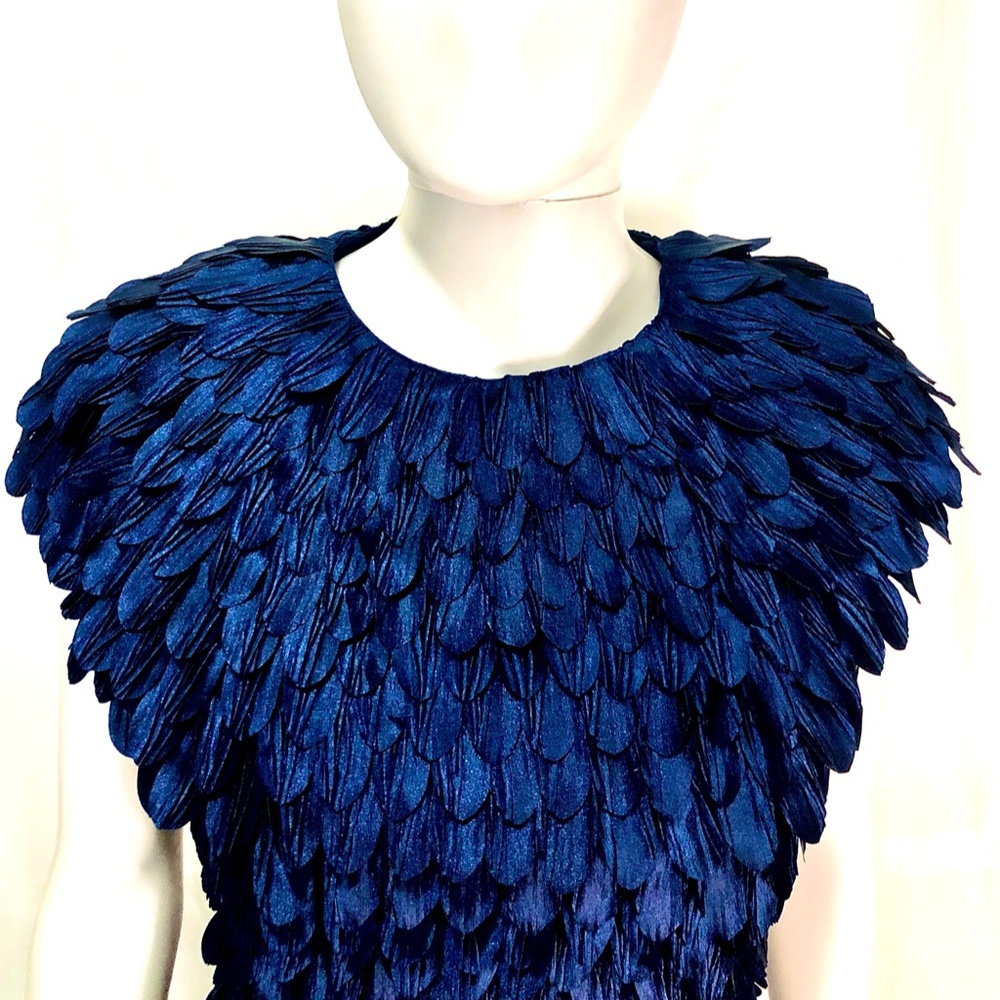NWT Akira X Ammo The Leafette--Navy Feathered Cocktail Dress, Size S - Picture 5 of 11
